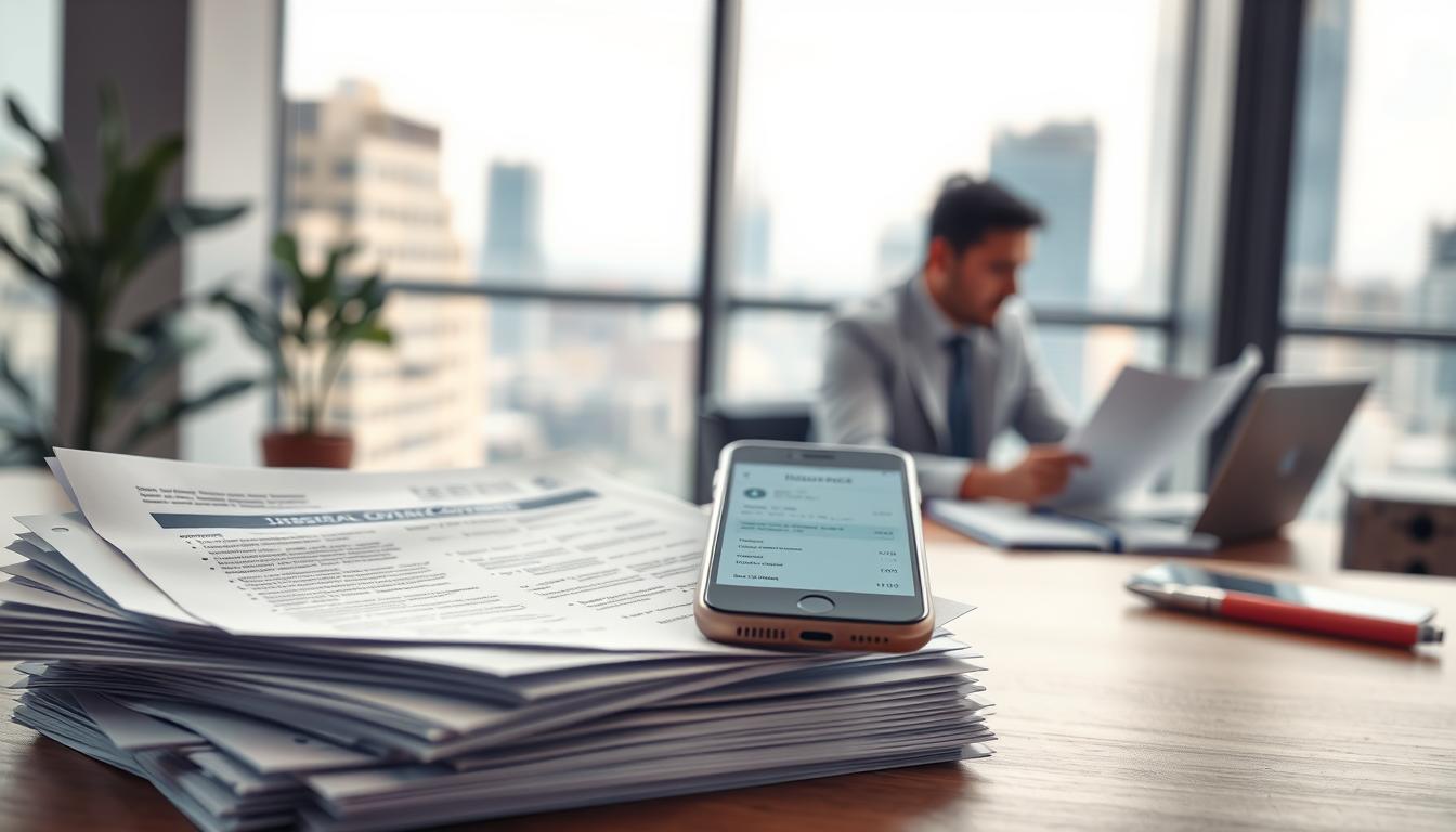 A well-lit, high-resolution photograph of a medical emergency coverage options concept. In the foreground, a stack of insurance documents, medical bills, and a mobile phone displaying coverage information. In the middle ground, a person sitting at a desk, carefully reviewing paperwork. The background features a blurred cityscape out of a large window, conveying a sense of global reach and travel. The image is captured with a professional DSLR camera and a 50mm lens, creating a shallow depth of field and natural bokeh. The overall mood is one of careful consideration and international perspective, reflecting the challenges of navigating medical emergencies abroad.